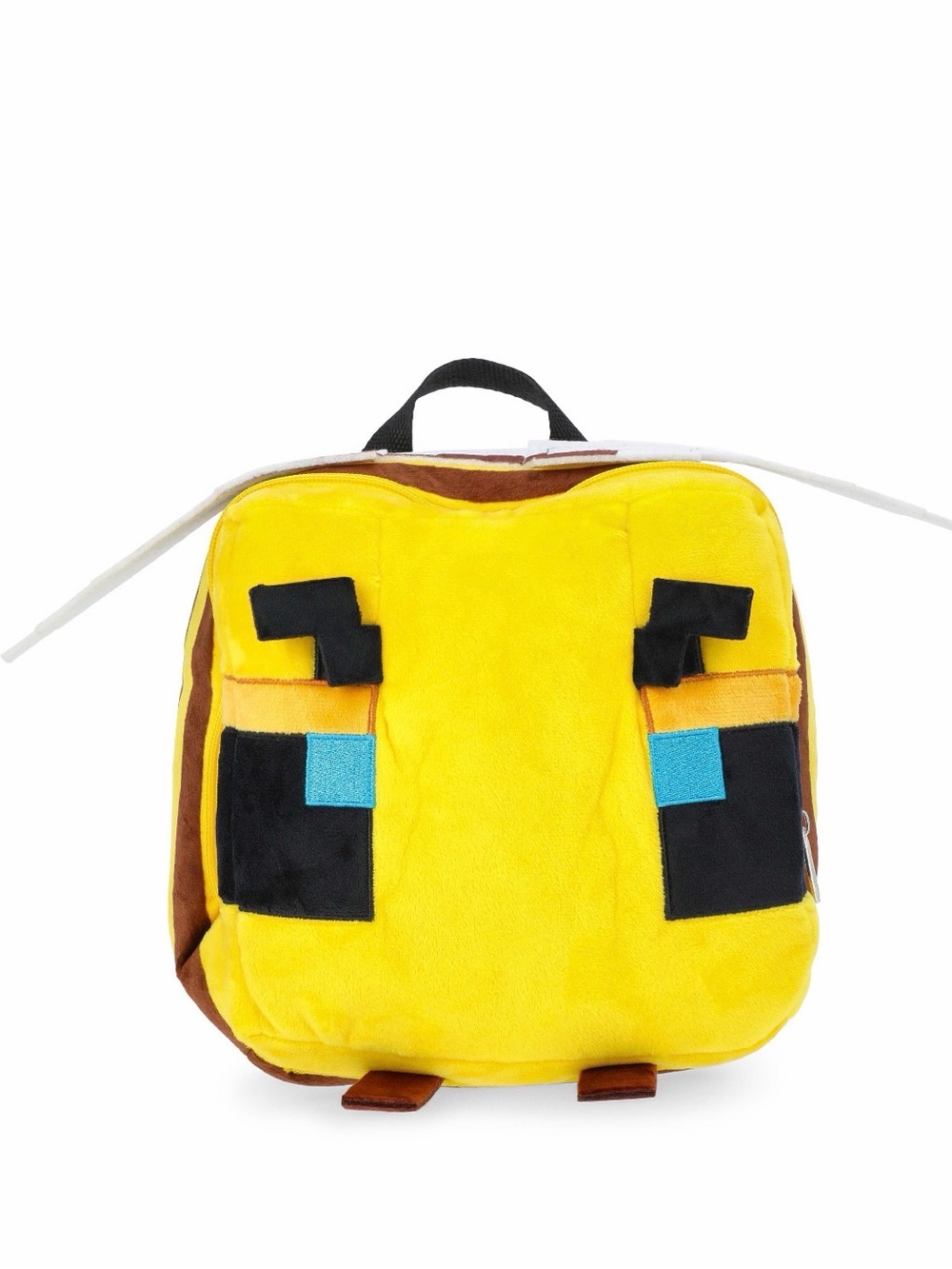 Plush Yellow Square Backpack with Playful Accent Patches
